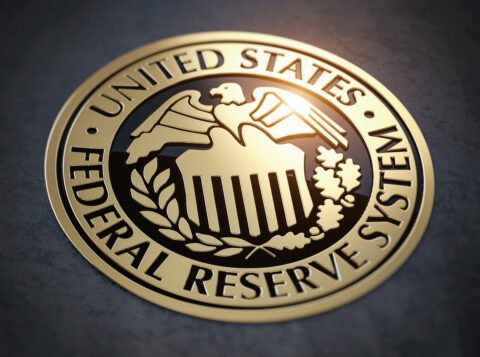 the federal reserve of the US symbol in gold